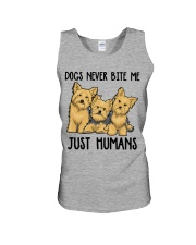 Yorkshire terrier dogs never bite me Unisex Tank tile