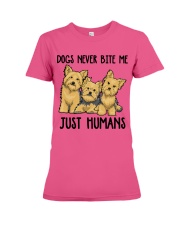 Yorkshire terrier dogs never bite me Premium Fit Ladies Tee tile