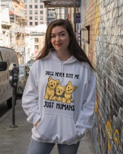Yorkshire terrier dogs never bite me Hooded Sweatshirt lifestyle-unisex-hoodie-front-1