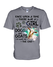 Goat and dog it was me the end goats lovers V-Neck T-Shirt tile