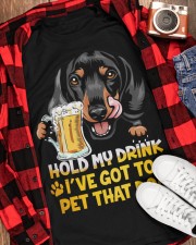 Dachshund hold my drink Classic T-Shirt apparel-classic-tshirt-lifestyle-front-163