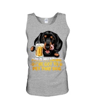 Dachshund hold my drink Unisex Tank tile
