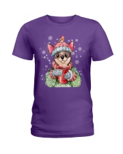 Chihuahua warm winter christmas dog lover Ladies T-Shirt tile