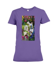 Westie roses westie lovers dog moms Premium Fit Ladies Tee tile