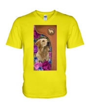 Golden Retriever magical dog mom V-Neck T-Shirt tile