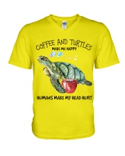Turtle And Coffee make me happy Gift for you V-Neck T-Shirt tile