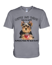 Yorkshire And Coffee make me happy Gift for you V-Neck T-Shirt tile