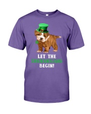 Bulldog let the shenanigans begins dog mom Premium Fit Mens Tee tile