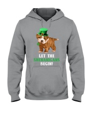 Bulldog let the shenanigans begins dog mom Hooded Sweatshirt tile