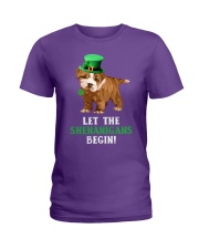Bulldog let the shenanigans begins dog mom Ladies T-Shirt tile