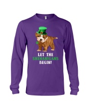Bulldog let the shenanigans begins dog mom Long Sleeve Tee tile