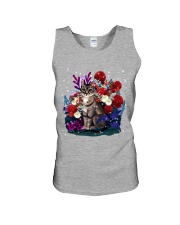 Cat Winter Rose Garden Black T Shirt Gift For Christmas Unisex Tank tile