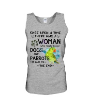 Dog and Parrot it was me the end cus Unisex Tank tile