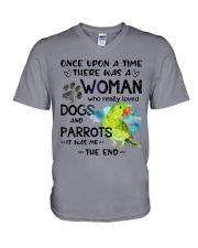 Dog and Parrot it was me the end cus V-Neck T-Shirt tile