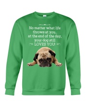 Pug at the end of the day dog lover Crewneck Sweatshirt tile