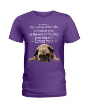 Pug at the end of the day dog lover Ladies T-Shirt tile