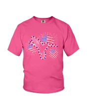 Hummingbird flag fireworks bird lover Youth T-Shirt tile