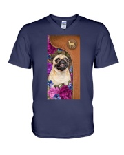 Pug magical gift for dog mom V-Neck T-Shirt tile