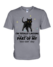 Black cat i am totally cat lovers V-Neck T-Shirt tile