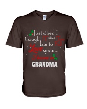 Grandma love again gift for family personalized V-Neck T-Shirt tile