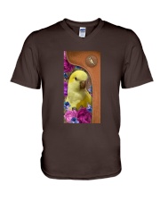 Lutino Quaker Parrot magical gift for bird lover V-Neck T-Shirt tile