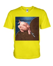 Pig super cool pig lovers V-Neck T-Shirt tile