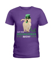 Golden retriever let the shenanigans begins Ladies T-Shirt tile