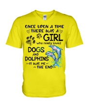 Dolphin dog it was me the end dolphin lover V-Neck T-Shirt tile