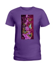 Butterfly Pink diamond rose Gift for you Ladies T-Shirt tile