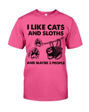 Cat and sloth three people Classic T-Shirt tile