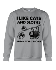 Cat and sloth three people Crewneck Sweatshirt front