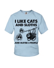 Cat and sloth three people Youth T-Shirt tile