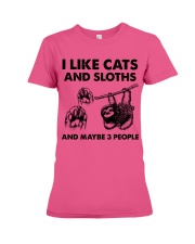 Cat and sloth three people Premium Fit Ladies Tee tile
