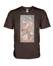 Pig Fly to the sky Gift for you V-Neck T-Shirt tile