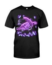 Turtle magical purple butterfly Classic T-Shirt front
