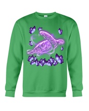Turtle magical purple butterfly Crewneck Sweatshirt tile