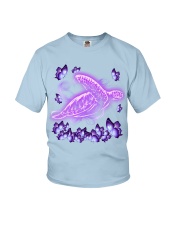 Turtle magical purple butterfly Youth T-Shirt tile