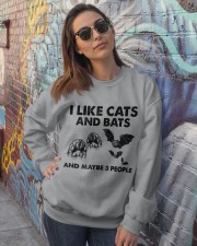 Bats and cats three people for cat lovers Crewneck Sweatshirt lifestyle-unisex-sweatshirt-front-3