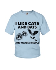 Bats and cats three people for cat lovers Youth T-Shirt tile