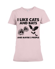 Bats and cats three people for cat lovers Premium Fit Ladies Tee tile