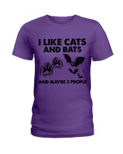 Bats and cats three people for cat lovers Ladies T-Shirt tile
