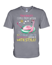 Flamingo true beauty come from within V-Neck T-Shirt tile