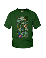 Hummingbird green flowers hummingbird lovers Youth T-Shirt tile
