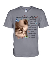 Cat by your side cat lover cat mom V-Neck T-Shirt tile