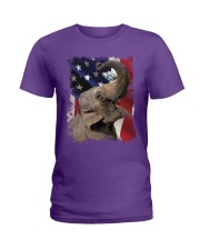 Elephant butterfly on nose elephant lovers Ladies T-Shirt tile