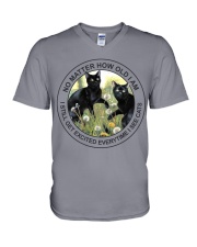 Cat no matter cat lovers cat moms V-Neck T-Shirt tile