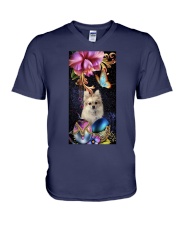 Chihuahua big flowers chihuahua lovers jl V-Neck T-Shirt tile