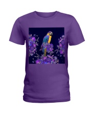 Parrot flowers lavenders parrot lovers Ladies T-Shirt tile
