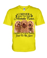 Goldendoodle make mistake twice V-Neck T-Shirt tile