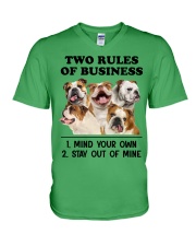 Bulldog two rules of gift for dog mom V-Neck T-Shirt tile
